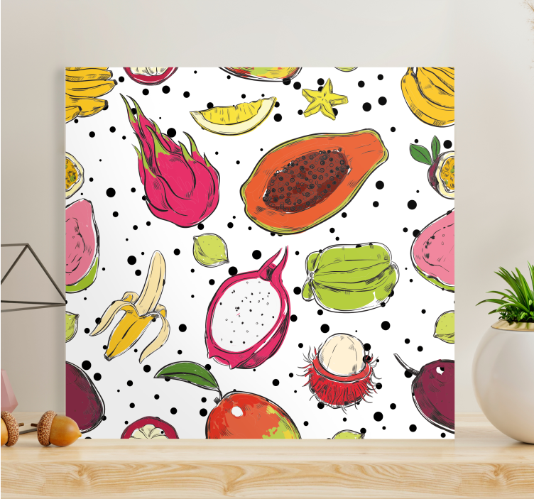 Exotisch fruitpatroon Canvas stilleven en fruit - TenStickers
