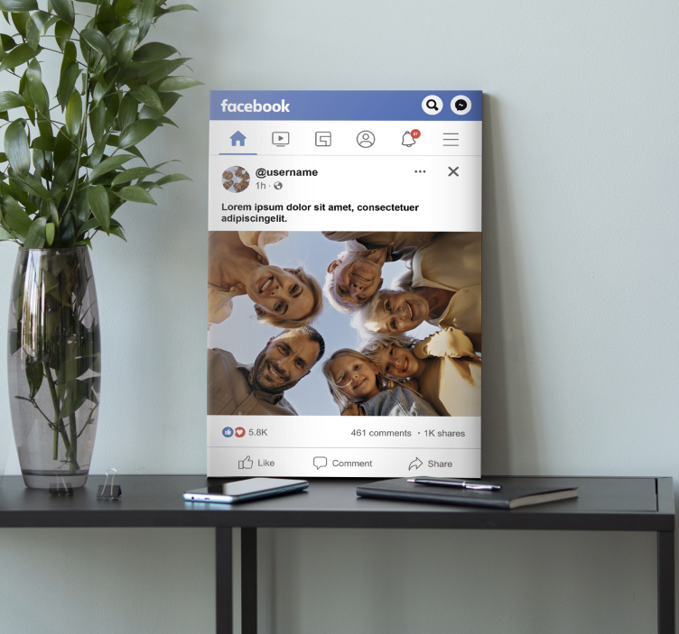 Facebook-scherm Gepersonaliseerde canvas  - TenStickers