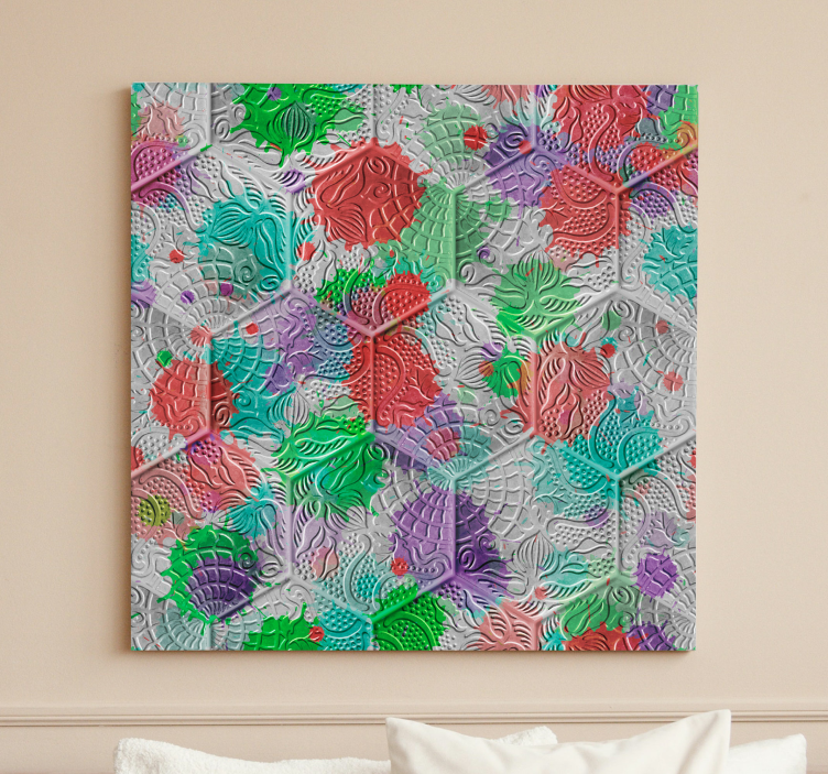 Gekleurde geschilderde Gaudi tegels canvas - TenStickers