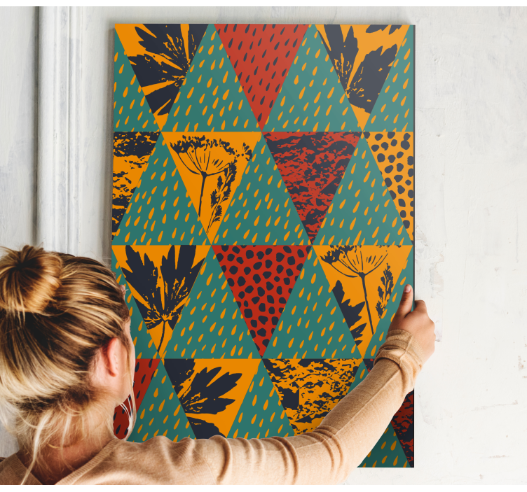 Geometrisch bloemenpatroon Geometrische canvas schilderij - TenStickers