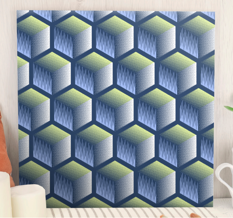 Geometrische canvas schilderij hexagonaal cube patroon - TenStickers