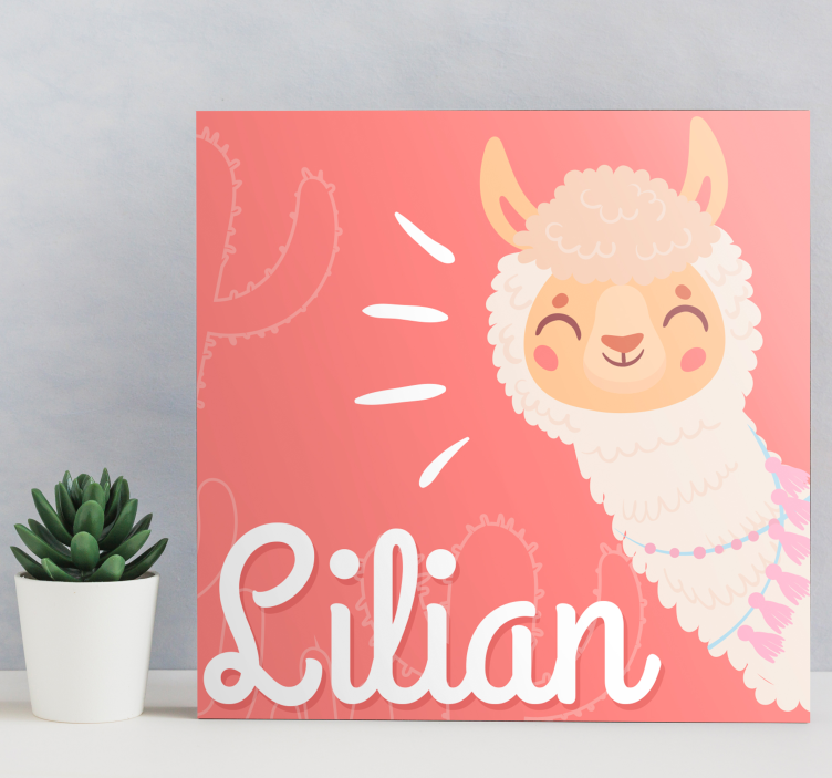 Gepersonaliseerde lama Canvas schilderij baby's - TenStickers