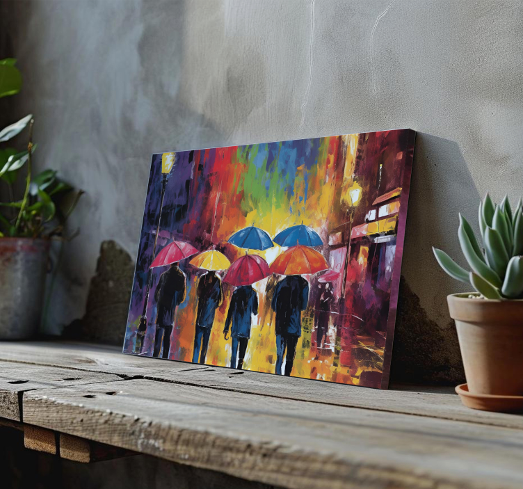 Geschilderde parasols Canvas schilderij mensen - TenStickers