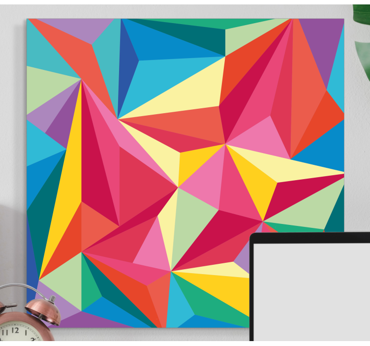 Kleurrijk driehoekspatroon Geometrische canvas schilderij - TenStickers