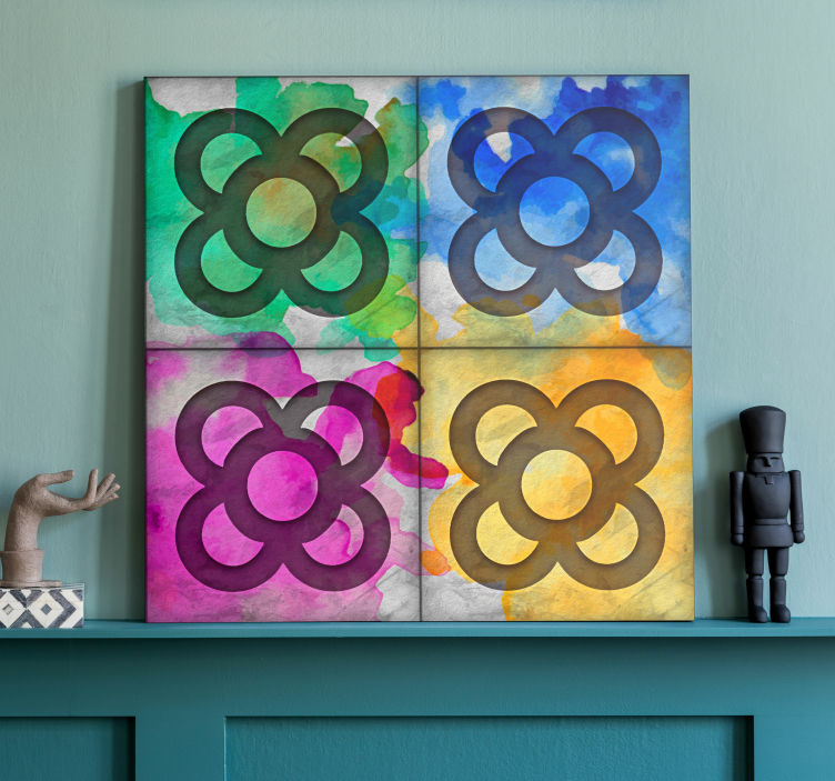 Kleurrijke canvas met groen blauw roze geel - TenStickers