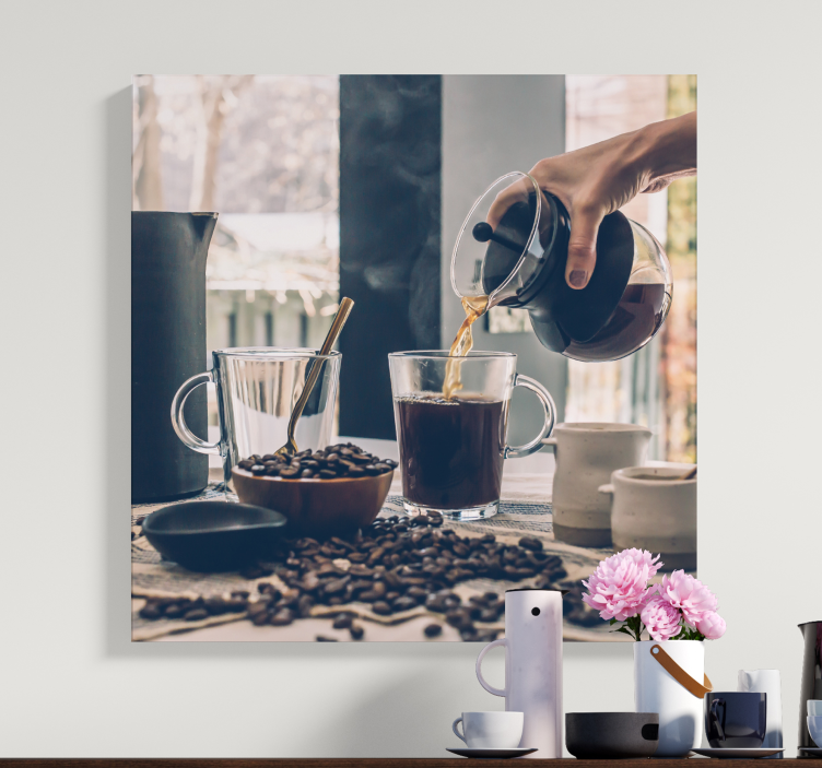 Koffie schenk ritueel Ornament canvas schilder - TenStickers