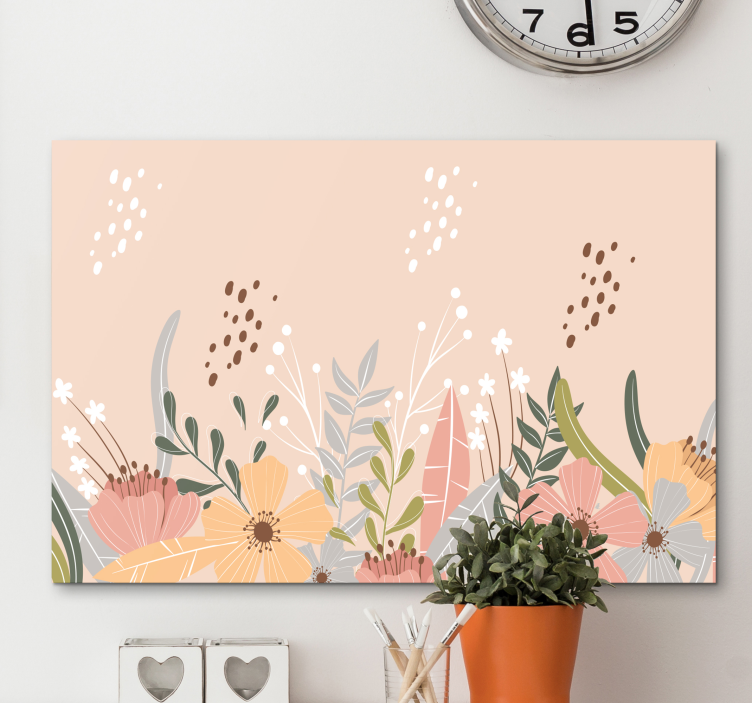 Pastel bloemenontwerp Canvas schilderij bloemen en planten - TenStickers