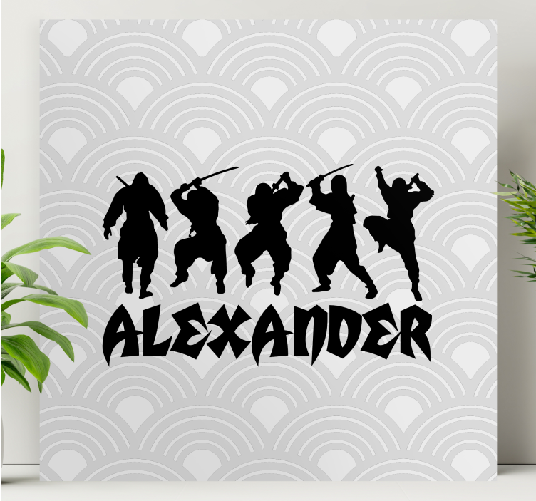 Ninja silhouet actie Canvas schilderij superhelden - TenStickers