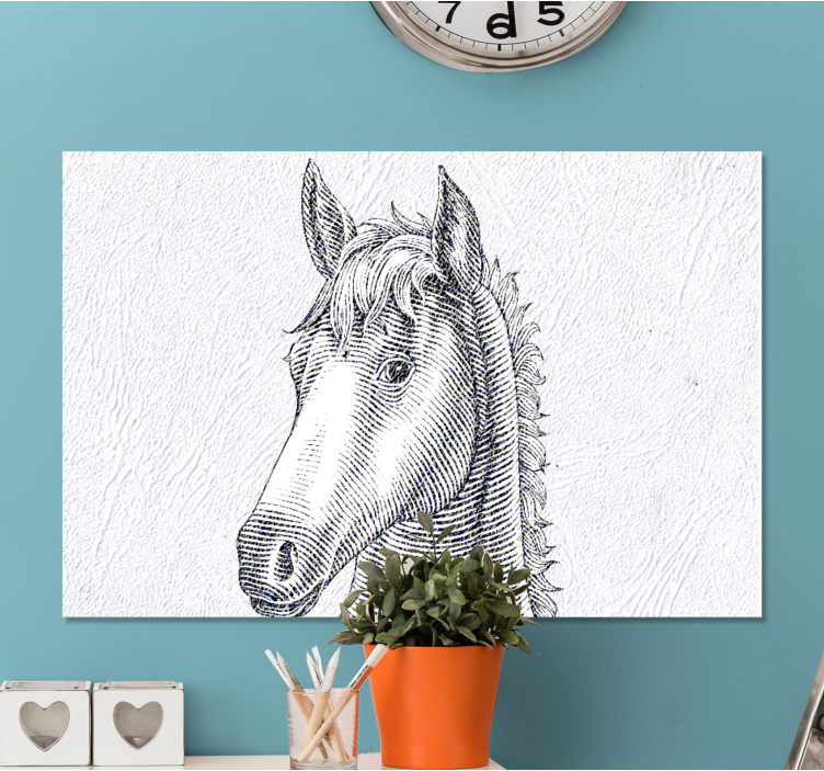 Paarden schilderij op canvas elegante paarden schets - TenStickers
