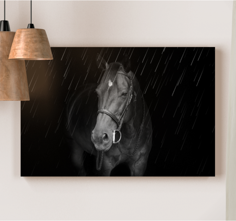 Paarden schilderij op canvas majestueus zwart paard - TenStickers