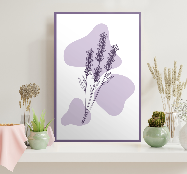 Tekening lavendelplant Canvas schilderij bloemen - TenStickers