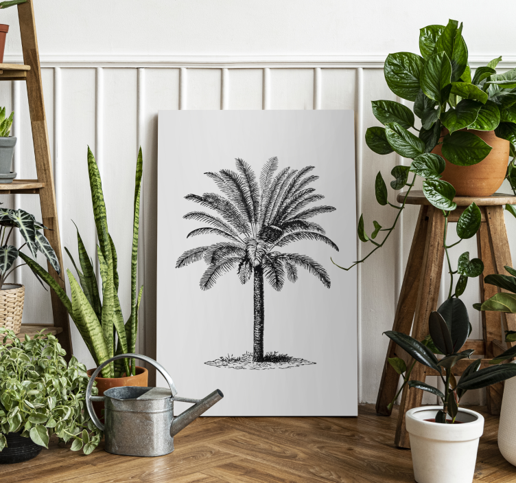 Palmboom silhouet canvas schilderij - TenStickers