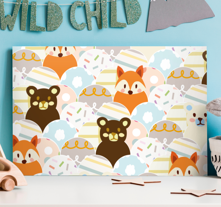 Personages canvas schilderij schattige dierengezichten - TenStickers