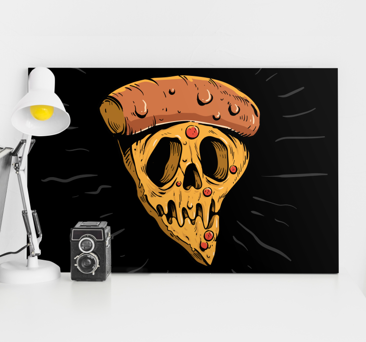 Schedel pizza punt Canvas schilderij andere teksten - TenStickers