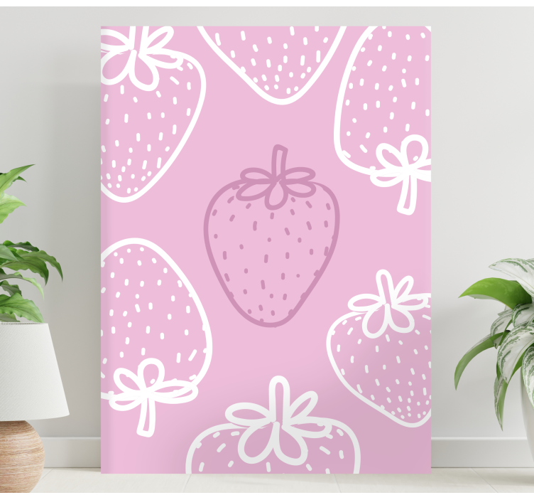 Speels aardbeienpatroon Canvas stilleven en fruit - TenStickers