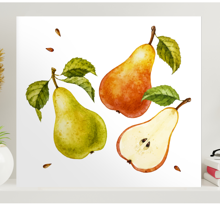 Trio van verse peren Canvas stilleven en fruit - TenStickers
