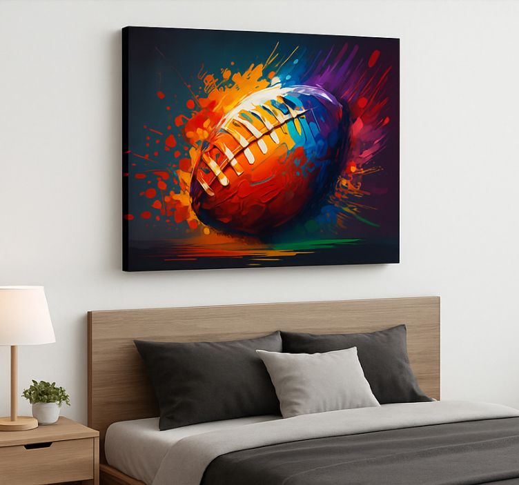Veelkleurige rugbybal Canvas schilderij sport - TenStickers