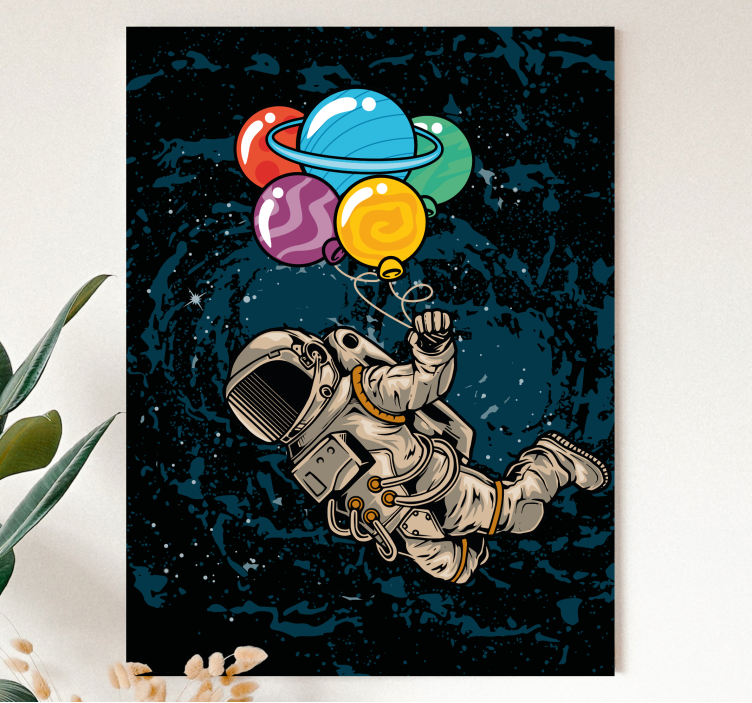 Videogame canvas astronaut met ballonnen - TenStickers