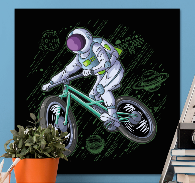 Videogame canvas astronaut op fiets - TenStickers