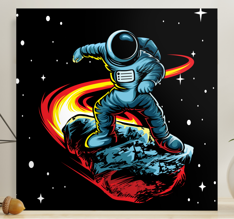 Videogame canvas astronaut surfen op asteroïde - TenStickers