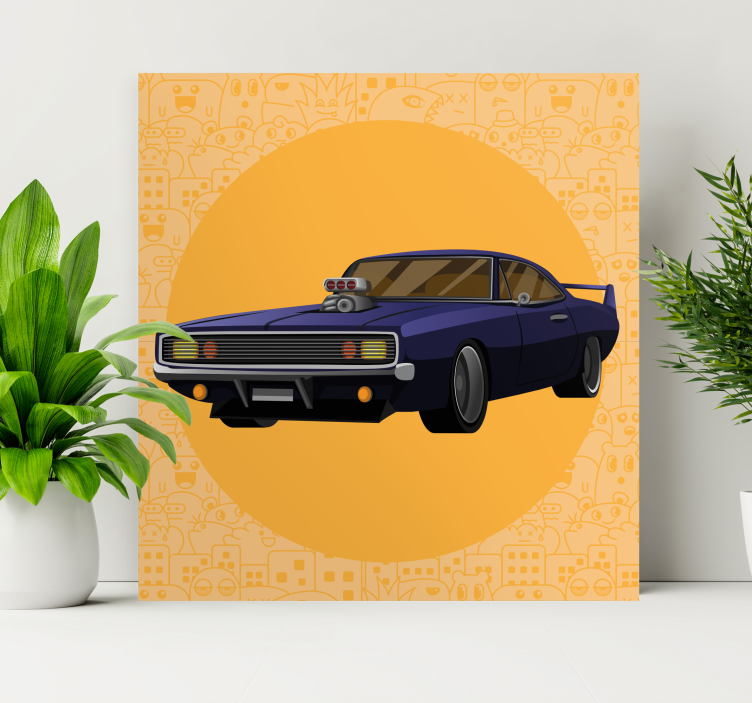 Videogame canvas klassieke muscle car - TenStickers