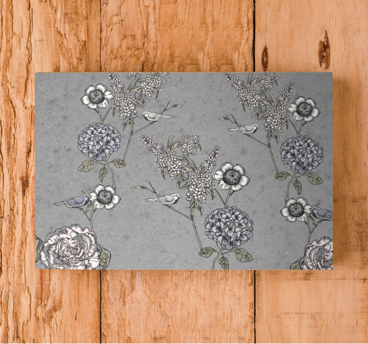 Vintage canvas schilderij Grijze vintage takjes met vogels - TenStickers