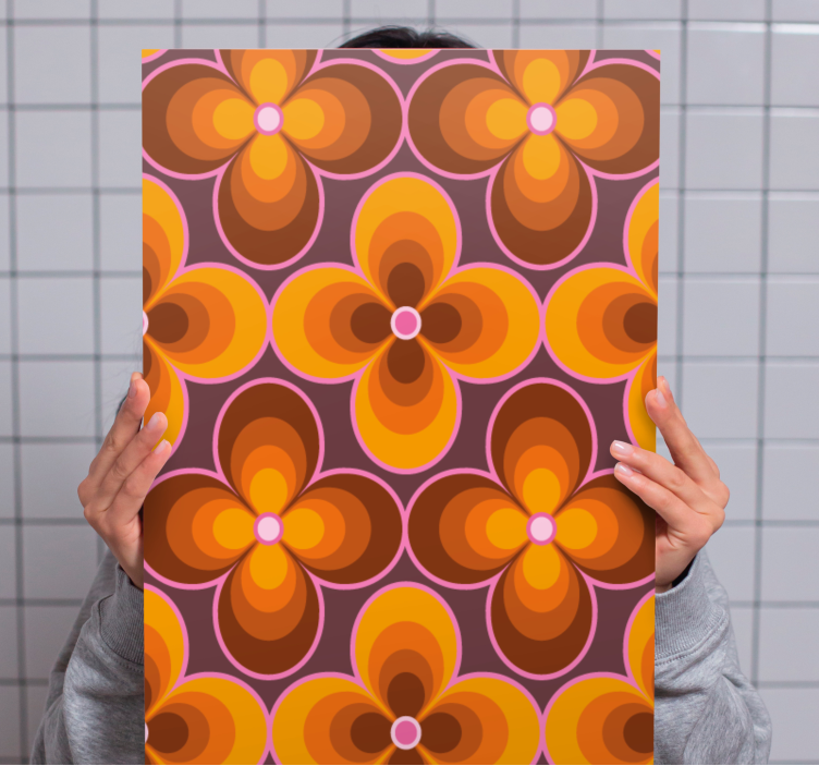 Vintage canvas schilderij Retro groovy bloempatroon - TenStickers