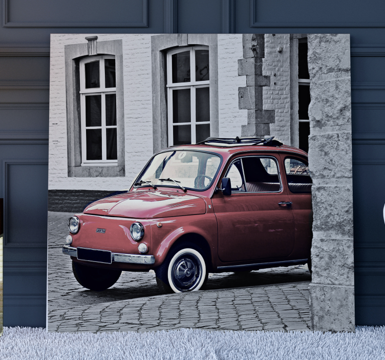 Vintage canvas schilderij klassieke rode auto - TenStickers