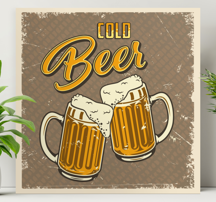 Vintage koude beer Canvas schilderij bar en restaurant - TenStickers