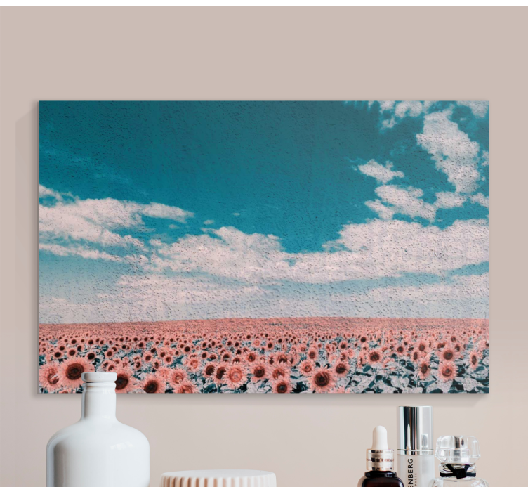 Zonnebloemveld horizon Canvas schilderij bloemen en planten - TenStickers