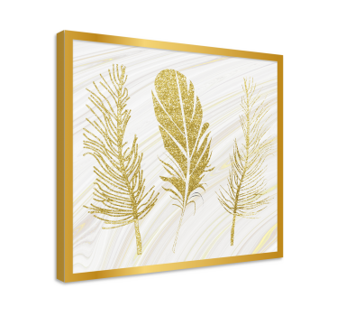 Canvas schilderij gouden veer trio - TenStickers
