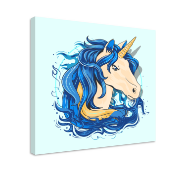 Canvas schilderij Echte eenhoorn in blauwtinten - TenStickers