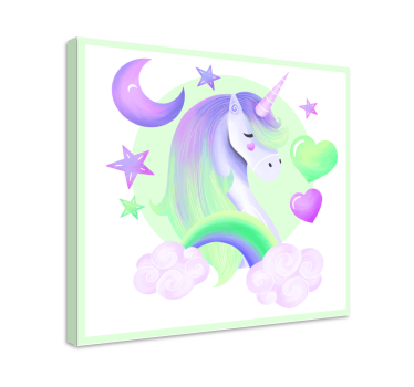 Canvas schilderij paarse eenhoorn en regenboog - TenStickers