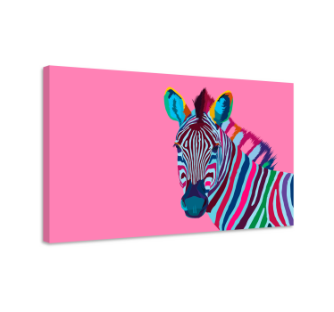 Canvas schilderij dieren levendige zebra afbeelding - TenStickers
