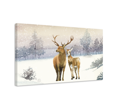 Canvas schilderij herten Familie herten - TenStickers