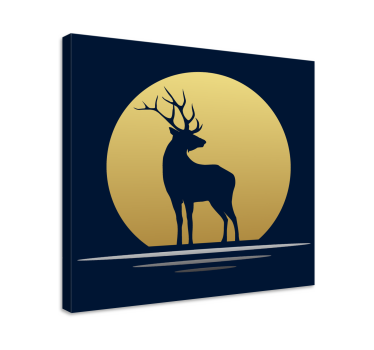 Canvas schilderij herten silhouet van een hert maan - TenStickers