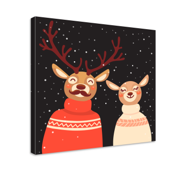 Canvas schilderij herten feestelijk hertenpaar - TenStickers