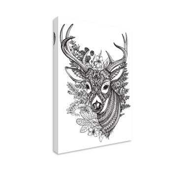 Canvas schilderij herten Herten hoorns met bloemen - TenStickers