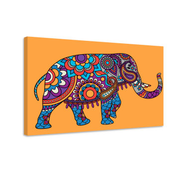 Canvas schilderij olifanten Veelkleurige mandala-olifanten lopen - TenStickers