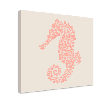 Canvas schilderij olifant zeepaard bloemontwerp - TenStickers