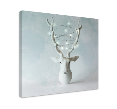 Canvas schilderij herten met gewei display - TenStickers