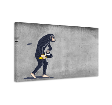 Speelse aap die bananen draagt Canvas schilderij dieren - TenStickers