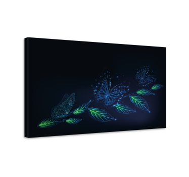 Canvas schilderij vlinders Neon bloemen en - TenStickers