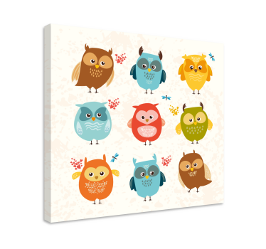 Canvas schilderij dieren charmante uilen collectie - TenStickers