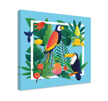 Canvas schilderij dieren tropische papegaaien ontmoeting - TenStickers