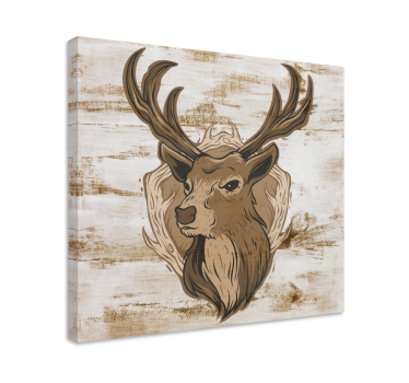Canvas schilderij herten Houten hert - TenStickers