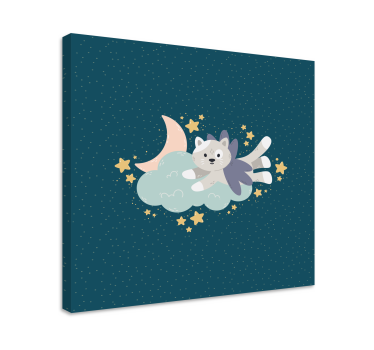 Canvas schilderij kat vliegende kat droom - TenStickers