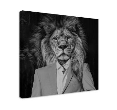 Canvas schilderij andere dieren leeuw in pak - TenStickers