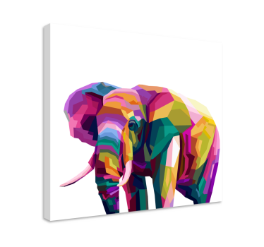 Canvas schilderij veelkleurige realistische olifant - TenStickers