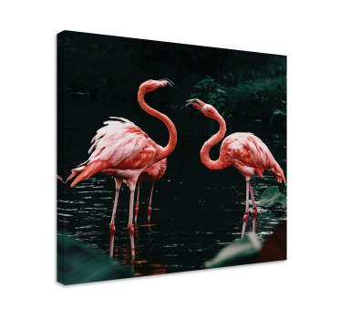 Canvas schilderij vogels flamingo's bij dusk - TenStickers